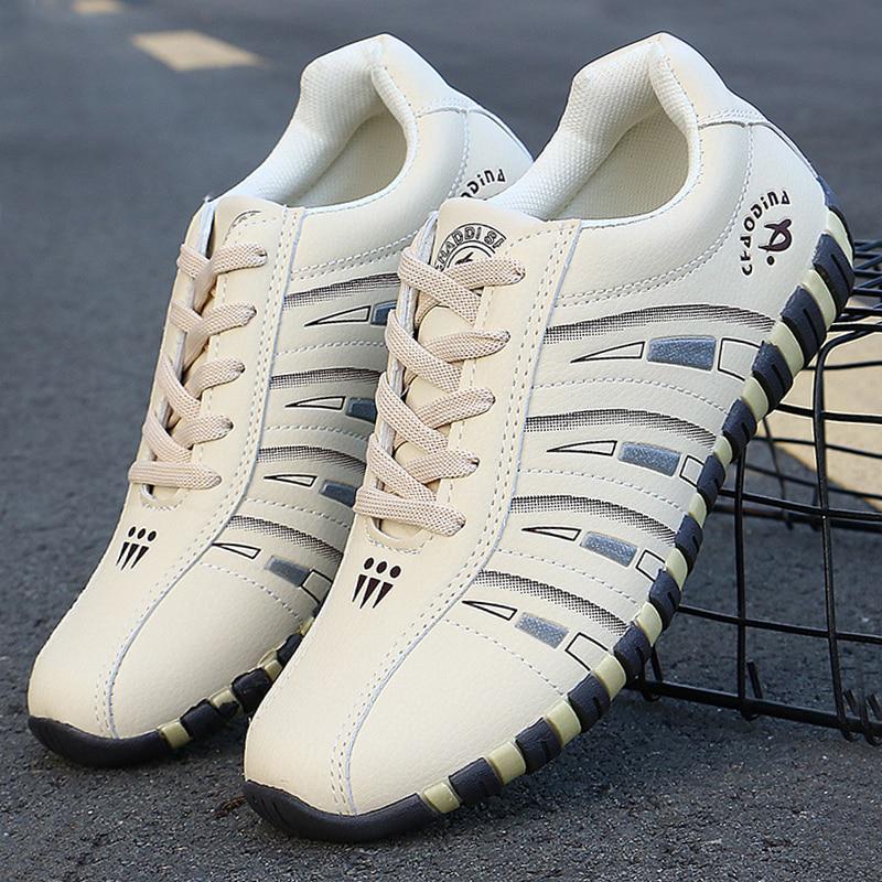 Damen-Turnschuhe, Sportschuhe, Damen, gestreift, zum Schnüren, zum Laufen, Freizeitschuhe, Damen-Turnschuhe, Größe 35–41 40 beige
