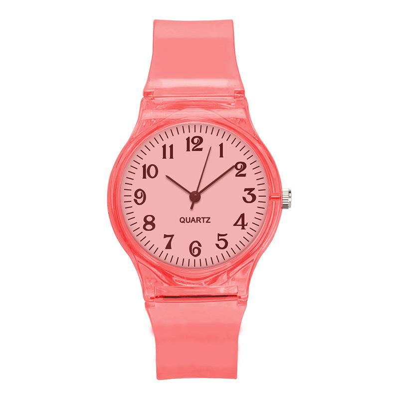 Good Jelly Bunte Silikonuhren Lässige Umweltfreundliche Uhr Mädchen Frauen Transparente Digitale Armbanduhr Quarzuhr Schöne Süßigkeiten rot