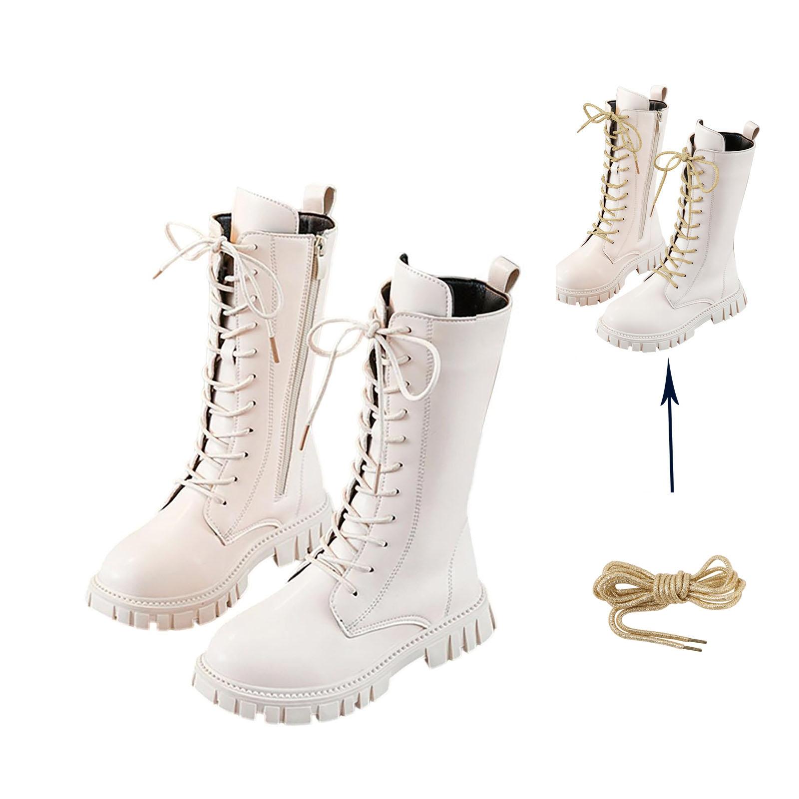 Mädchen Stiefel Kurze Stiefeletten Seitenreißverschluss Weiche Sohle Leder Kleider Reitstiefel Für Kinder 30 weiß