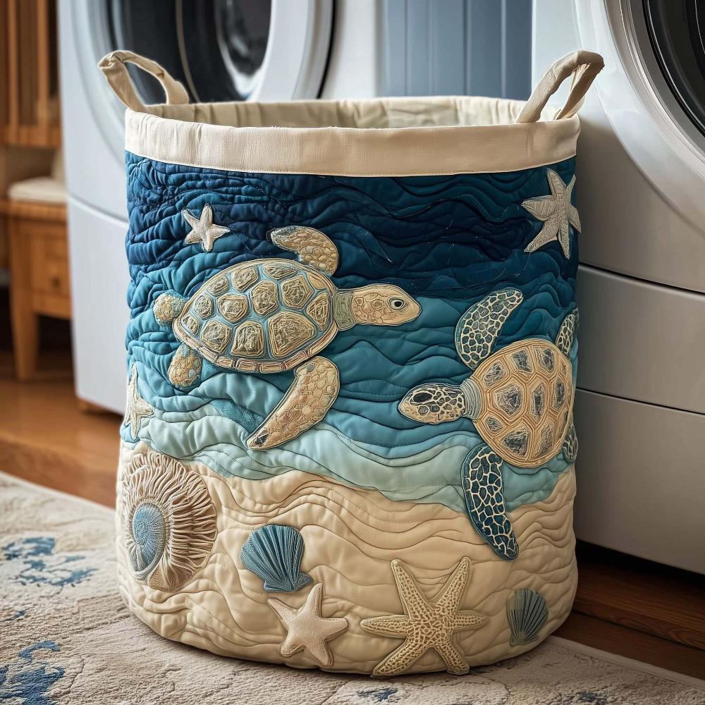 Boho gesteppter Wäschekorb mit Blumenstoff 14×18 Zoll Aufbewahrungseimer für Kleidung mit Griffen Weicher Aufbewahrungskorb für Kleidung & Spielzeug