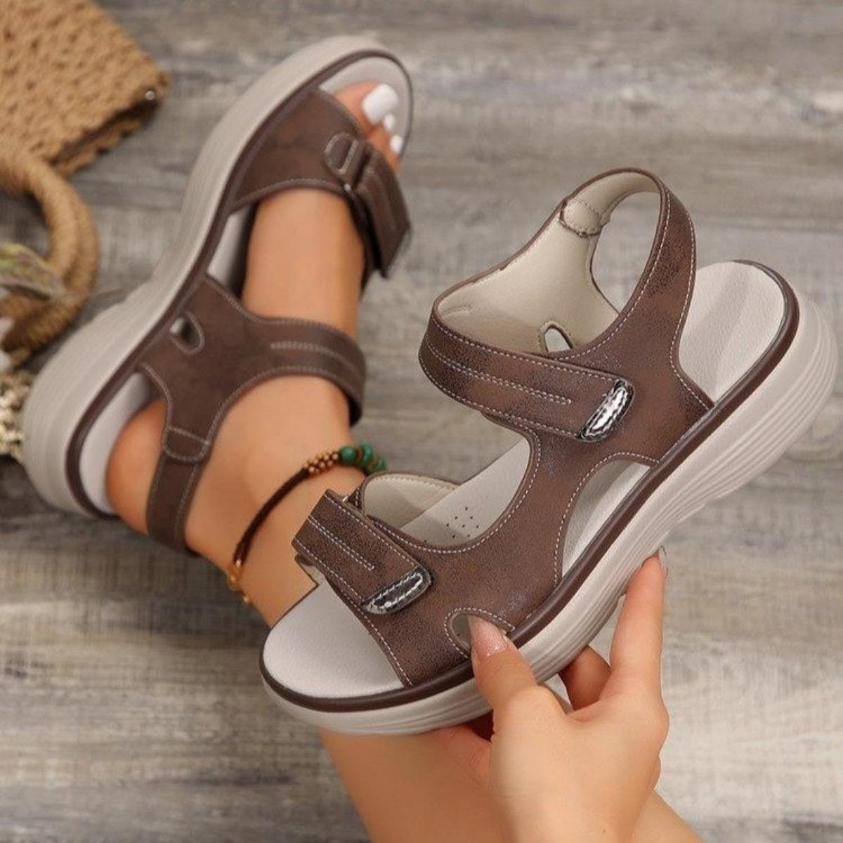 Elegante Mary Jane Sandalen für Damen - Atmungsaktive Zehenpartie und gepolsterte Innensohle, Bequemes Sommer-Strand-Keilabsatzdesign - Outdoor-Bekleidung | Zehensandalen 37 dunkelbraune