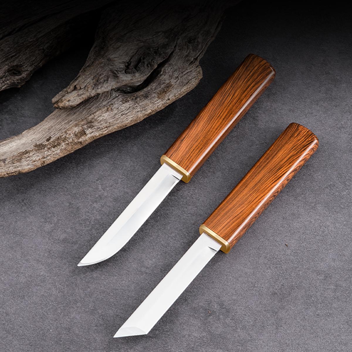 2-in-1 Doppelmesser Edelstahl Outdoor Gebrauchs-Messer Schälen Fleisch Schneiden Angeln Barbecue Taschenmesser Küche Hand Fleisch rot
