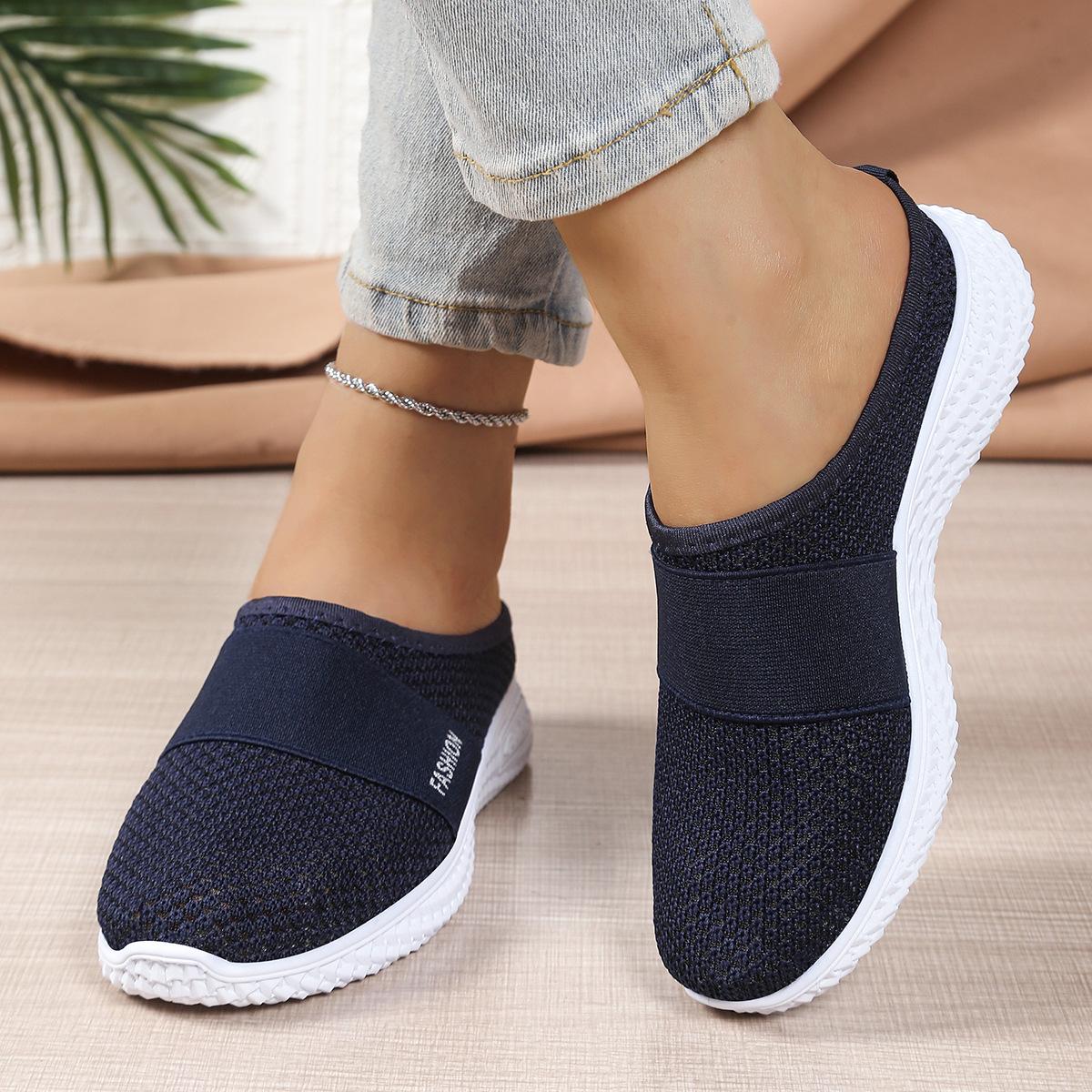Damen Freizeit-Sportschuhe, Ein-Fuß-Kick, Geeignet für Frühling und Sommer Strandurlaub, Reisen und Freizeit, Mesh geeignet für Übergrößen-Frauen 39 dunkelblau