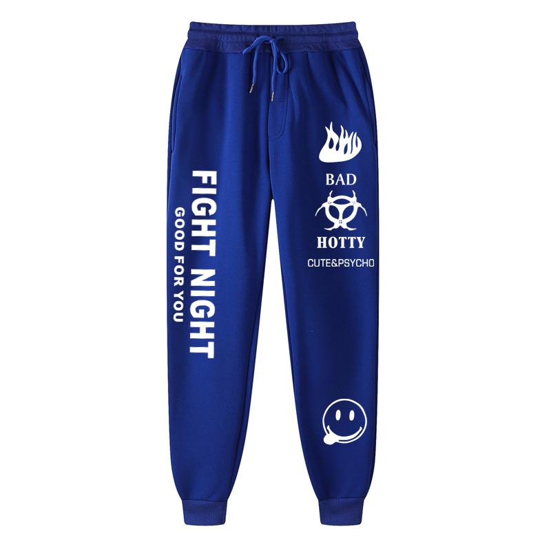 2022 herbst winter Brief Drucken Jogginghose Baggy Hosen Frauen Jogger Harajuku Bleistift Hose Hosen Mittleren taille Schweiß Hosen M blau