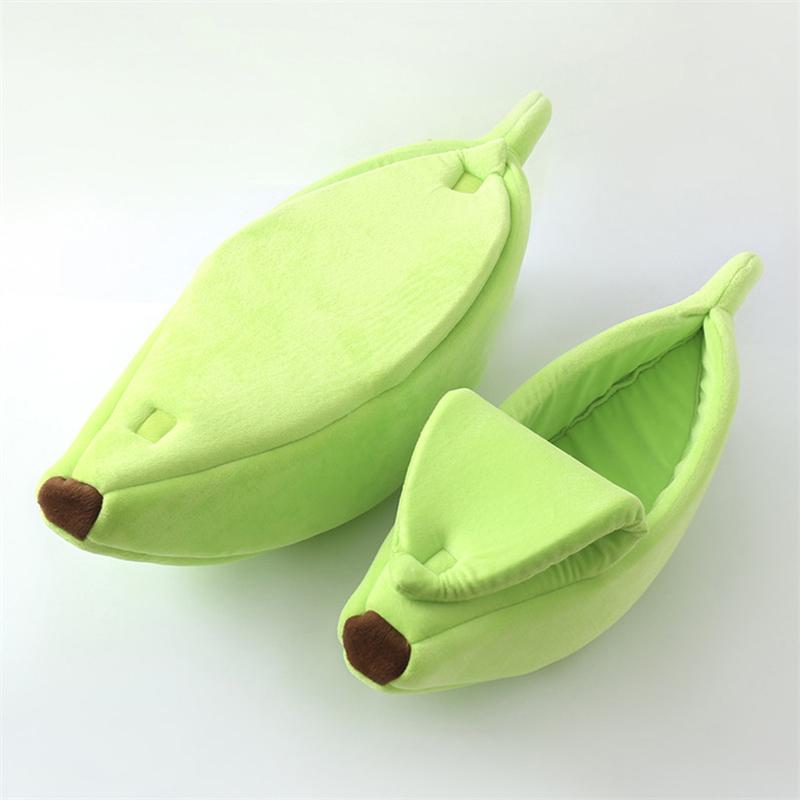 Banane Katzenbett Haus Niedlich Lustig Gemütlich Katzenmatte Betten Warm Langlebig Tragbar Haustierkorb Zwinger Hundekissen Katzenzubehör Mehrfarbig M 55x20x15cm beige