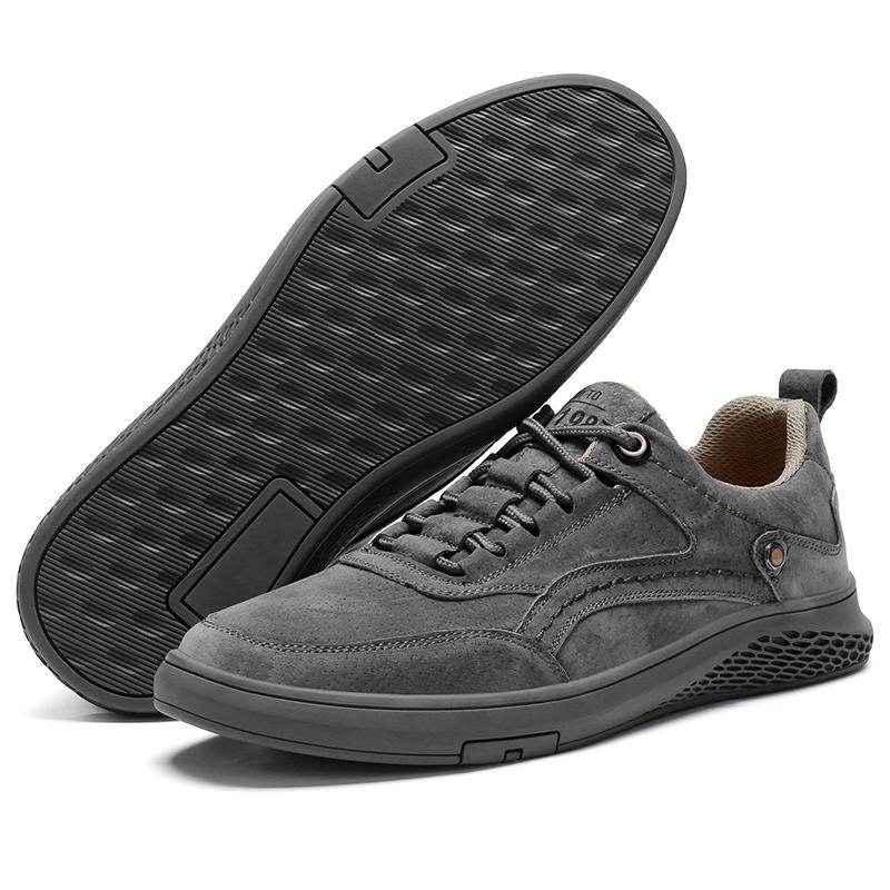 Britischen Stil Aus Echtem Leder Männer Schuhe Trend Bequeme Casual Schuhe Outdoor Männer Turnschuhe Mokassins Männer Wohnungen Schuhe 38 graue