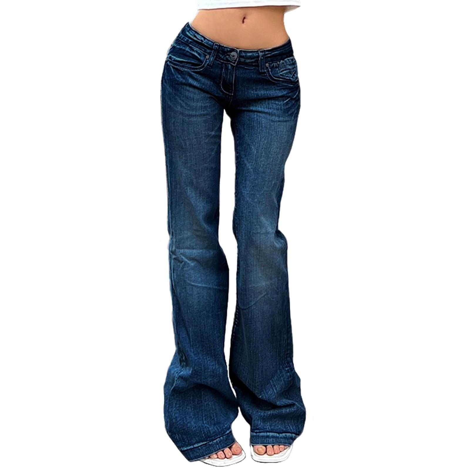 Damen Denim Klassisch Vielseitig Hohe Taille Hochelastisch Modehose M