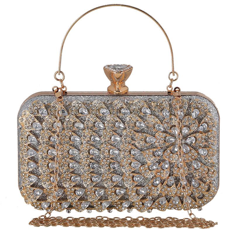 Diamond Dinner Bag, europäische und amerikanische Damen-Handtasche, Bankett-Party-Handtasche, vielseitige Kleid- und Abendtasche silber
