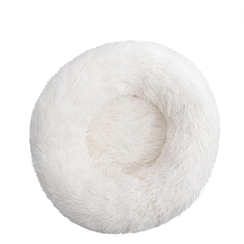 40–80 cm, rundes Haustierbett für große Hunde, superweiches Katzenbett, langes Plüsch-Hundehaus für mittelgroße Hunde, warmes Winterschlafbett Diameter 60CM weiß