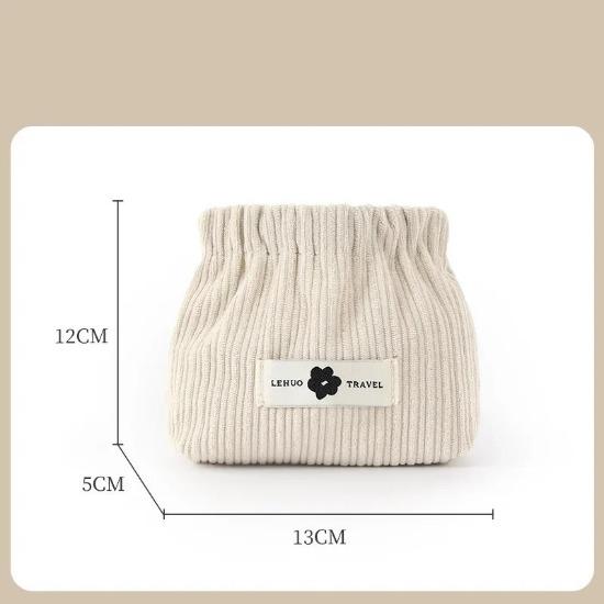 Süße Kosmetiktasche für Damen, Mini-Lippenstift-Handtasche, kleine Make-up-Tasche, Organizer, neue elastische Cord-Aufbewahrungstasche für Karten und Münzen weiß