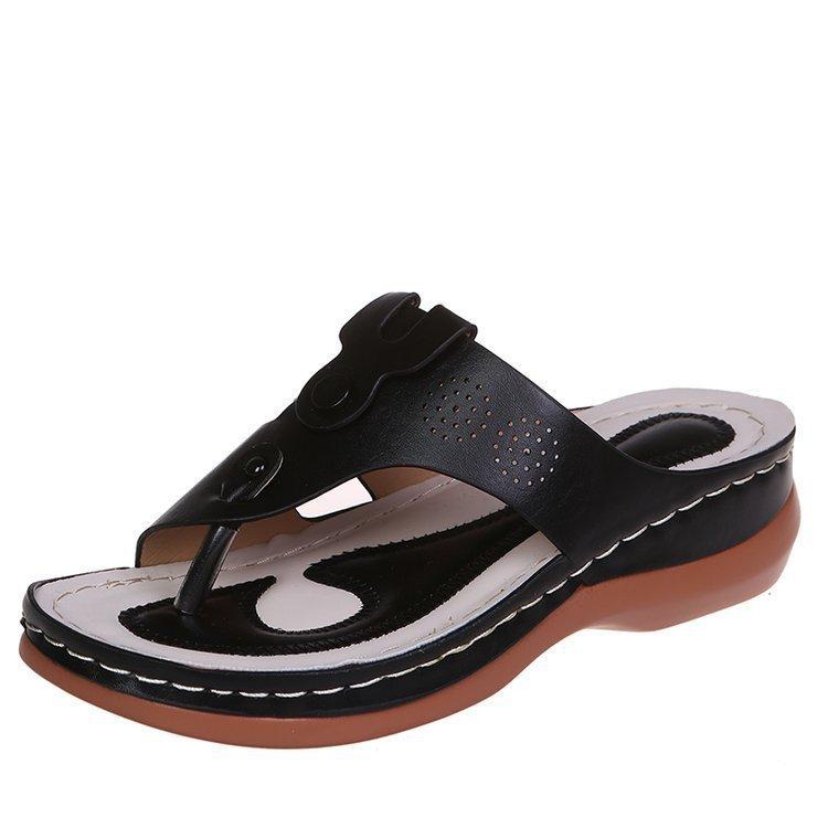 Damen Sandalen mit Keilabsatz, Plateau-Sandalen, Strand-Sandalen, Sommer-Sandalen, Strand-Sandalen, Strand-Schuhe 37 schwarz
