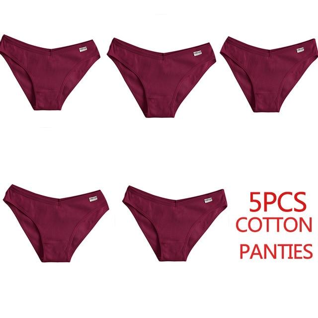 FINETOO 5 Teile/satz Frauen Baumwolle Höschen Weibliche Unterwäsche Einfarbig Unterhosen Sexy Dessous Schlüpfer für Frau Briefs Dessous M