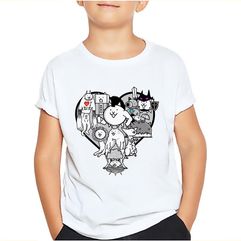 The Battle Cats Baby Sommer T-Shirt Junge Mädchen Kurzarm Volldruck Geburtstag T-Shirt Kinderkleidung Cartoon Tops Geschenk 110 hellbraun