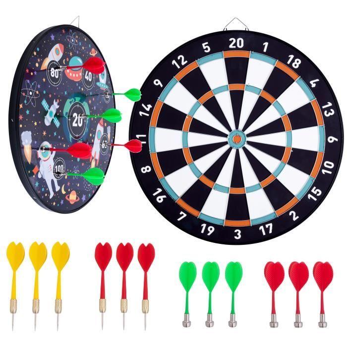 Dartboard-Set für Kinder, doppelseitig, magnetisches Ziel, wendbares Papier, Weltraumthema