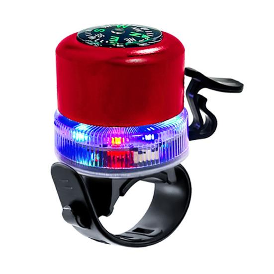 Elektrische Fahrradklingel mit Kompass RGB-Licht USB Wiederaufladbar MTB Rennrad Mountainbike Lenker Alarm Hupe Fahrradzubehör rot