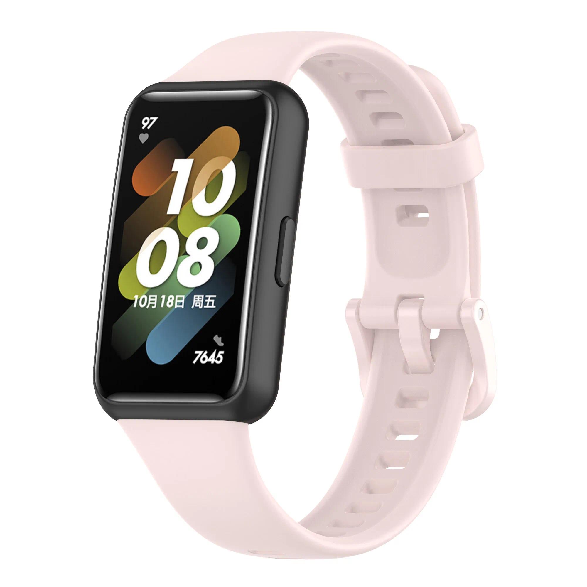 Silikon-Uhrenarmband für Huawei Band 7 Original-Armband Sport Smart-Armband Ersatz Correa Armband für Huawei Band 7 Armband For Huawei band 7 hellrosa