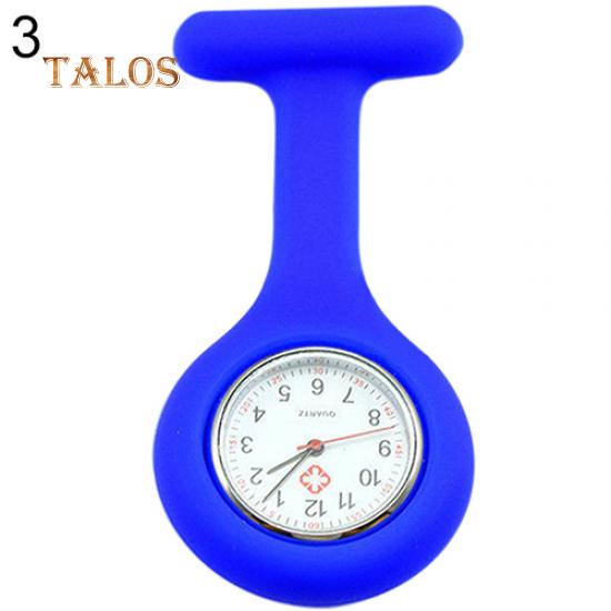 Niedliche, biegsame, weiche Krankenschwesteruhr aus Silikon mit Brosche, Taschenuhr, Tunika, Quarzuhrwerk dunkelblaue