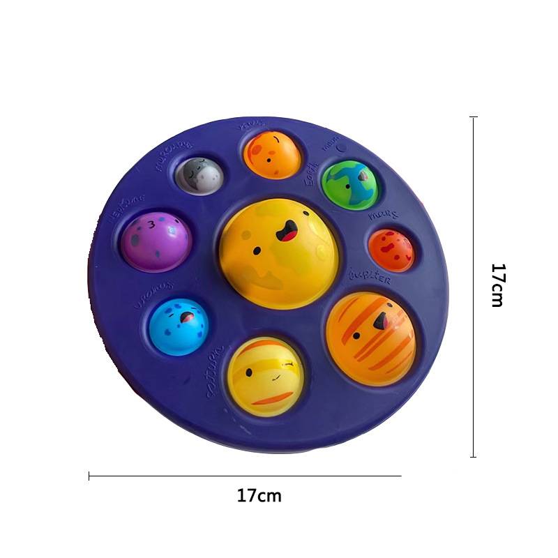 Pop Planet Fidget Reliver Stress Toys Rainbow Push It Bubble Antistress Toys Erwachsene Kinder Sinnesspielzeug zur Linderung von Autismus