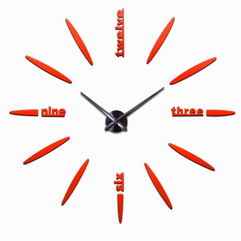 Digitale Wanduhr 3D Aufkleber Modernes Design Uhr DIY Uhr Wand Küche Uhr Wohnzimmer Quarz Nadel Wohnkultur rot