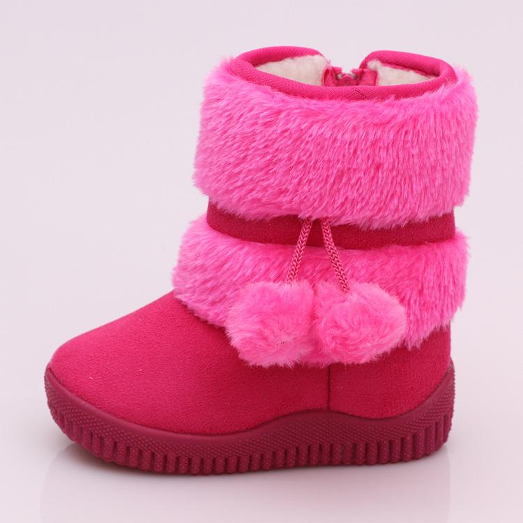 Mädchen Schnee Stiefel Mode Bequeme Dicke Warme Kinder Stiefel Lobbing Ball Dicke Kinder Winter Nette Jungen Stiefel Prinzessin Schuhe 27 rose rot