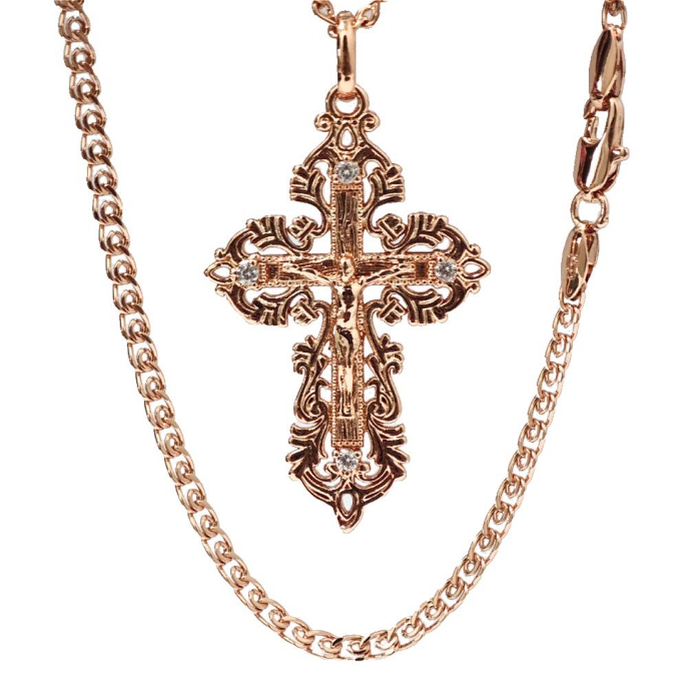 Jesus Kreuz Spitze Anhänger Rose Gold Farbe Halskette Frau Geburtstag Schmuck Geschenk 50CM rose gold