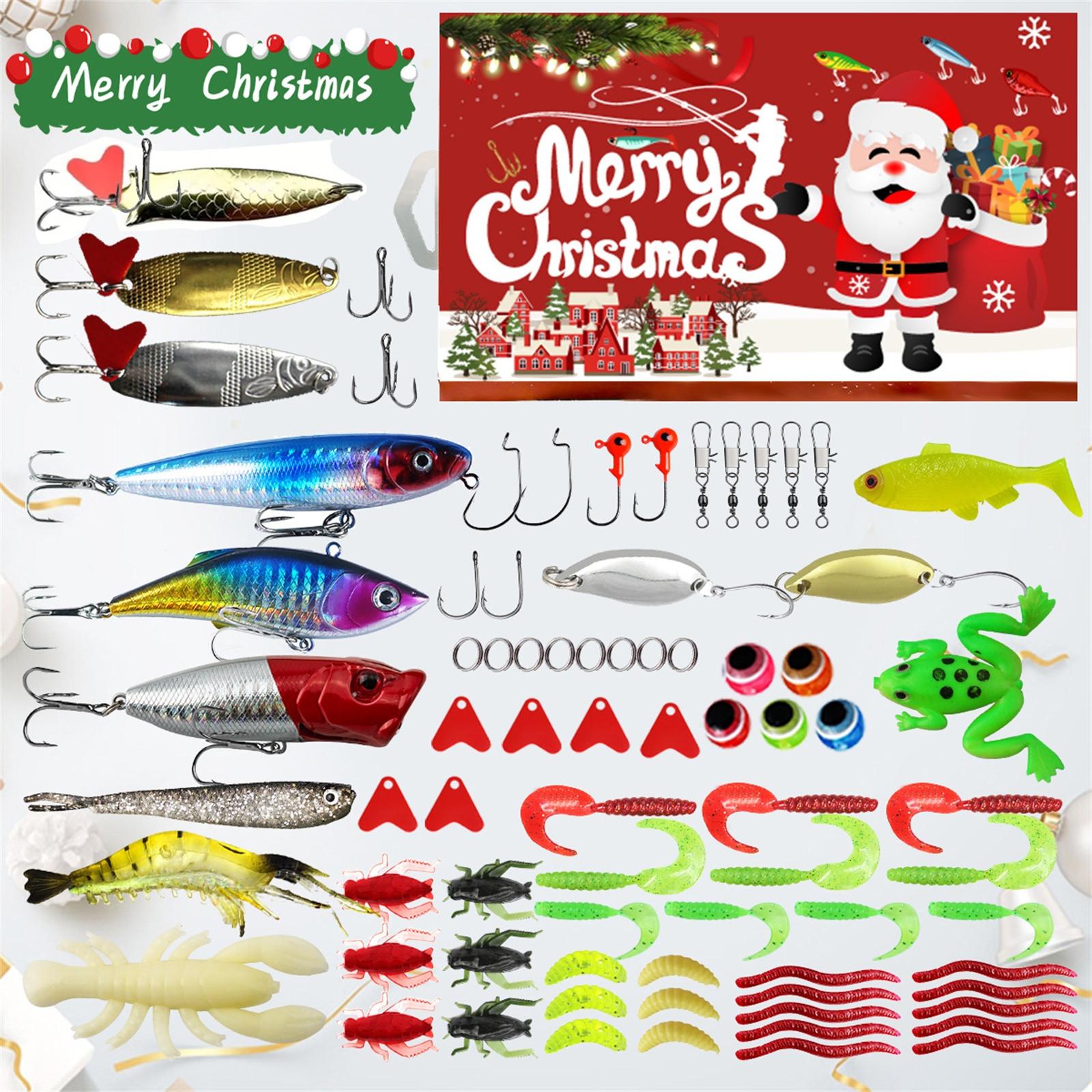 Adventskalender zum Angeln, Countdown, Angelzubehör, Adventskalender für Fische, Erwachsene, Männer, Teenager, Jungen, Überraschungsgeschenk 2024 One Size rot