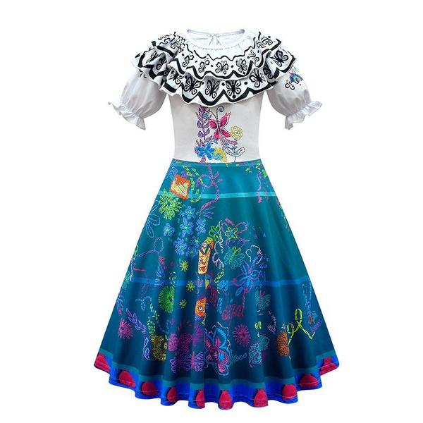 Neu Mädchen Prinzessin Party Kleider Kinder Halloween Karneval Cosplay Kostüm Rock Anzug 150cm weiß