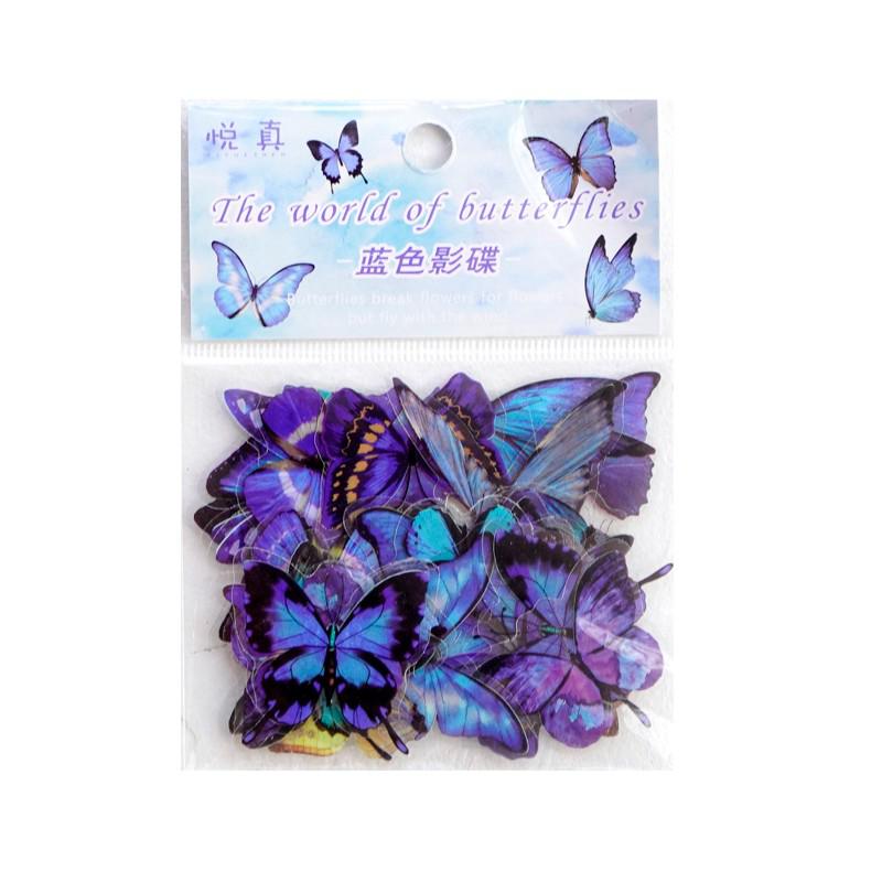 40 Stück elegante Schmetterlingsaufkleber, transparent, dekorative Aufkleber, für Telefon, Laptop, Wasserflasche, Planer, Tagebuch, Tagebuch, Sammelalbum blau