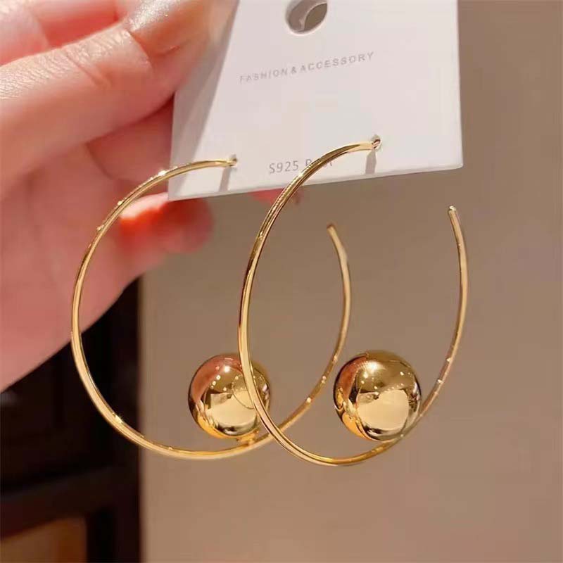 2023 neue Mode Metall Großen Kreis Hoop Ohrringe Für Frauen Übertrieben Gold Farbe C-Förmigen Runde Ohrringe Schmuck Geschenke gold