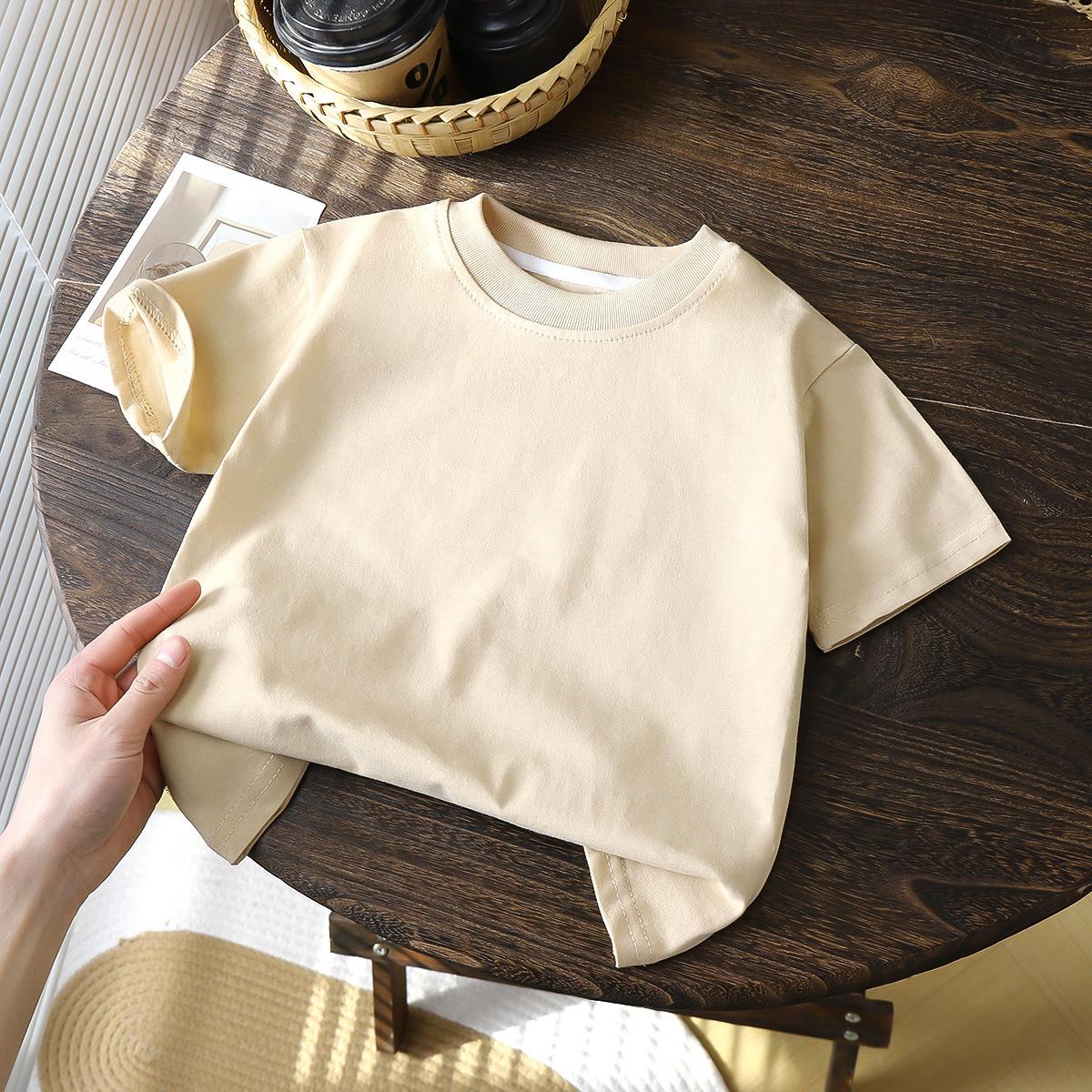 Kinder T-Shirt Weich Atmungsaktiv Sommer Lässig Oberteil T-Shirt Mädchen Sommer Babykleidung 110cm apricot