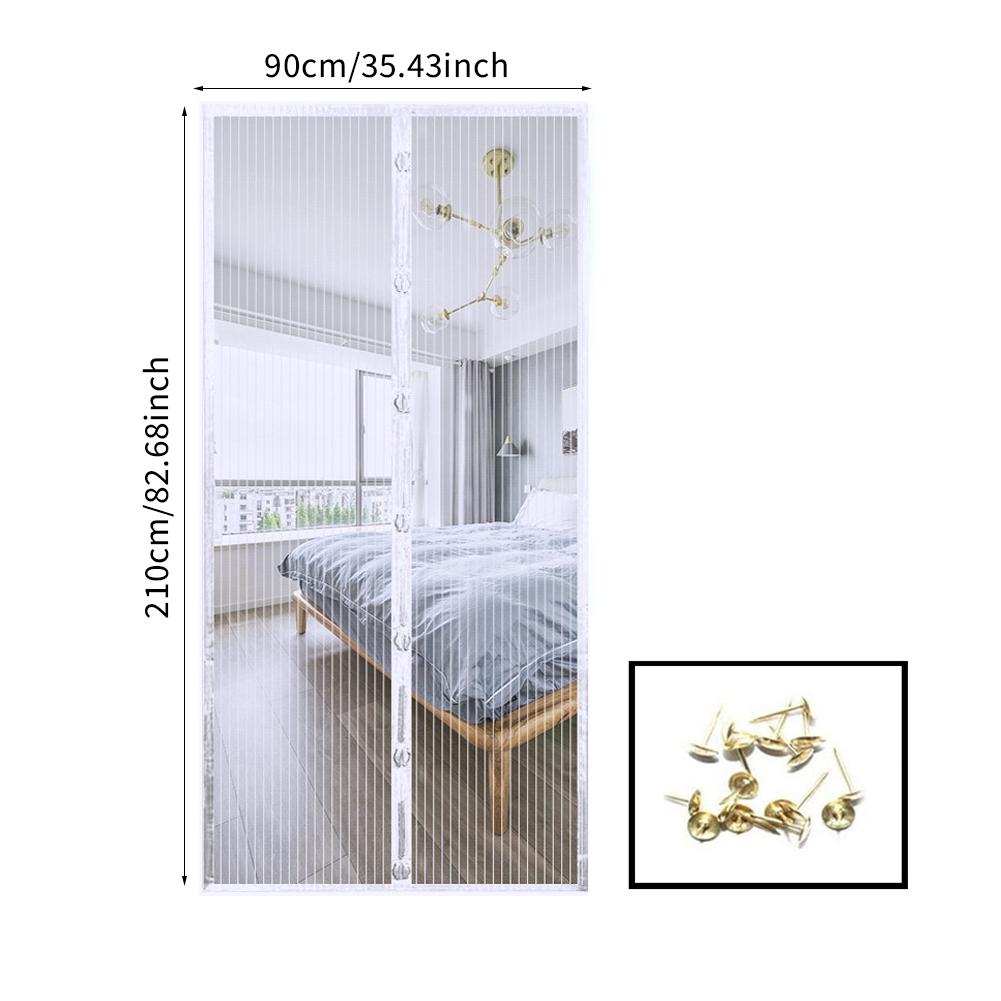 Magnetischer Fliegengitter-Türvorhang, Anti-Moskito-Insekten, Fliegenwanzen, Haushaltslüftungs-Türvorhang für Küche, Innen- und Wohnzimmer, Babypflege 90*210cm(including weiß