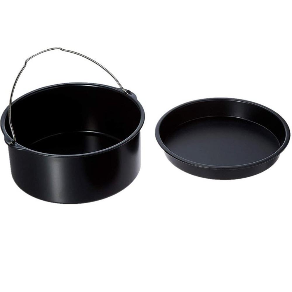 6/7/8/9 Zoll Heißluftfritteuse Backform Set Antihaft Backblech Pizzapfanne Heißluftfritteuse Topf Brathähnchen L schwarz