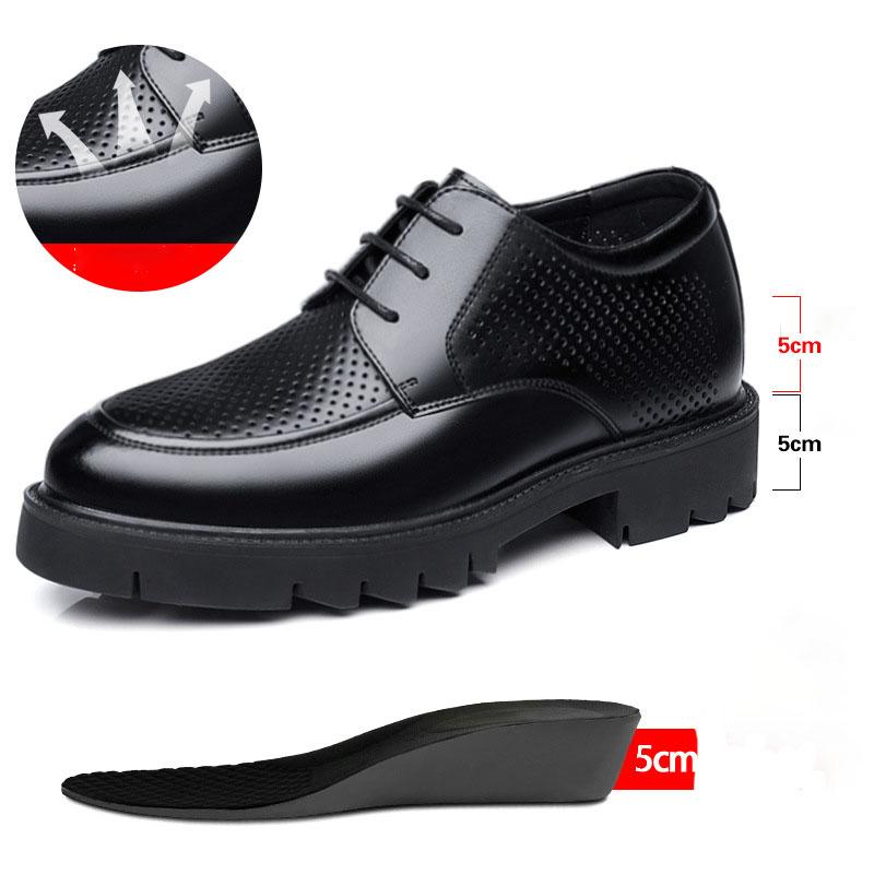 8-10 cm Höhe erhöhende Schuhe für Männer Sommer Herbst Innen Hohe Schuhe Herren Hohl Business Kleid Herrenschuhe Aufzug Schuhe 44