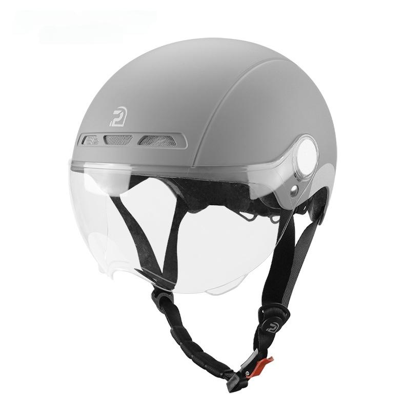 Fahrradhelm mit Schutzbrille, Objektiv, Gehörschutz, reflektierender Aufkleber, Fahrradhelm, MTB, Rennrad, E-Bike, Fahrradhelm für Erwachsene L grau