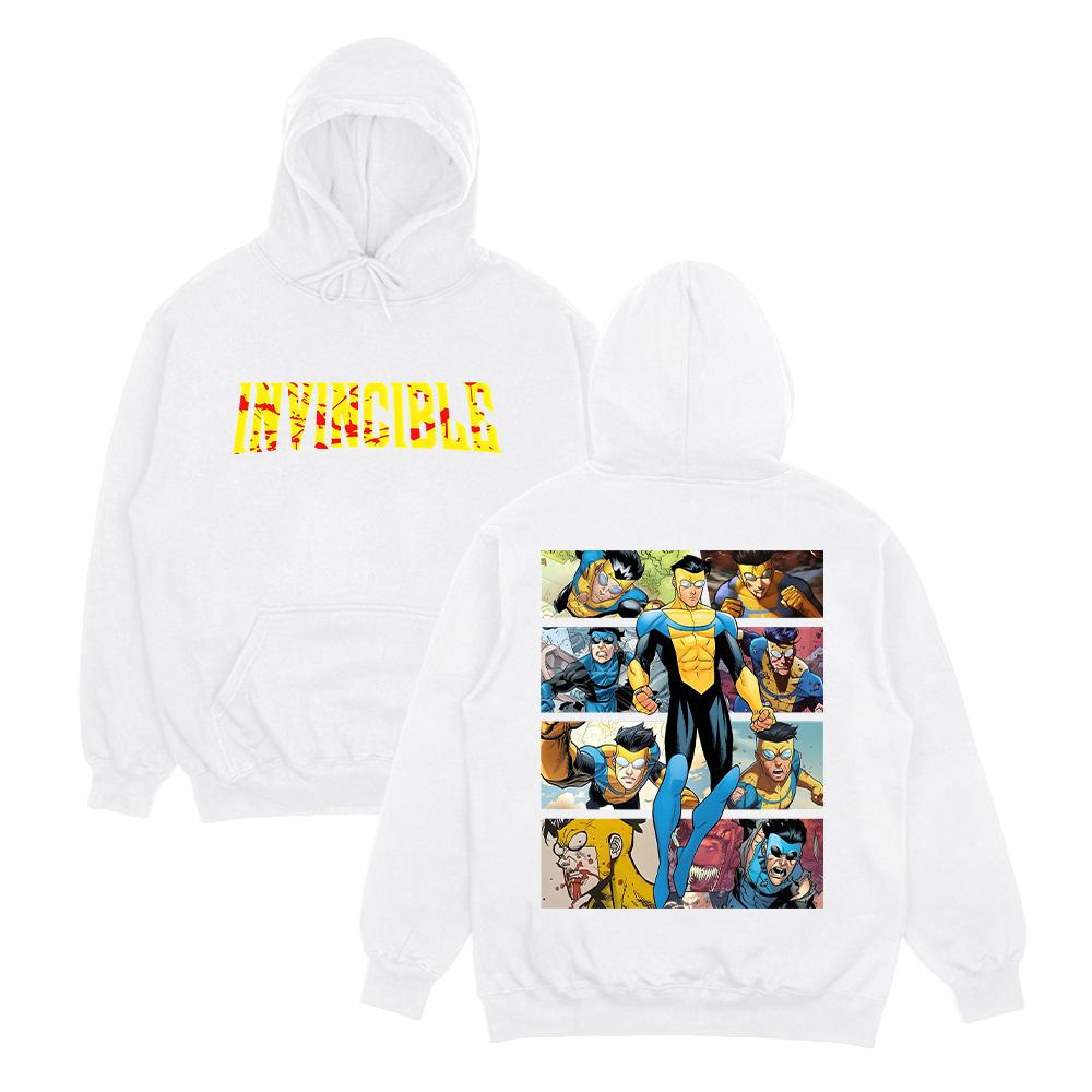 Unbesiegbar Hoodies Unbesiegbar Zeichen Superheld Unisex Sweatshirt Omni-Man Unbesiegbar Kleidung Perfektes Geschenk Für Comic-Liebhaber Pullover Herren Damen Kleidung B 4XL weiß