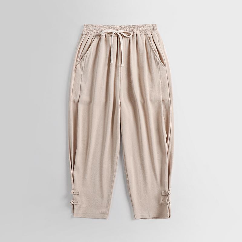 Hosen Große Größe Sommer Männer Baumwolle Hohe Große Größen Breite Bein Leinen Hose Übergroße Jogger Hosen Männlich Plus größe Lose Hosen Männer L beige