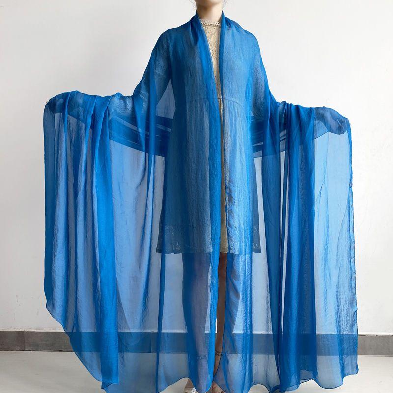 Extra großer Schal, einfarbiger Schal, Damenmode-Schal, Chiffon-Tanzschal, Sonnenschutz, Strandtuch, max. Größe ist 3*1,5m (±5-10cm Fehler) L: 1.75M * W: 0.7M blau