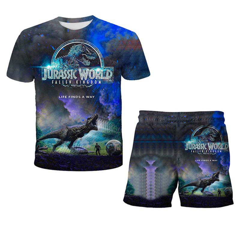 Kinder Dinosaurier Kleidung Sets Baby Junge Jurassic Park 3 Kleidung Mädchen Kurzarm T-shirt + Hosen 2 stücke Anzüge jungen Kleidung 1-14T 140