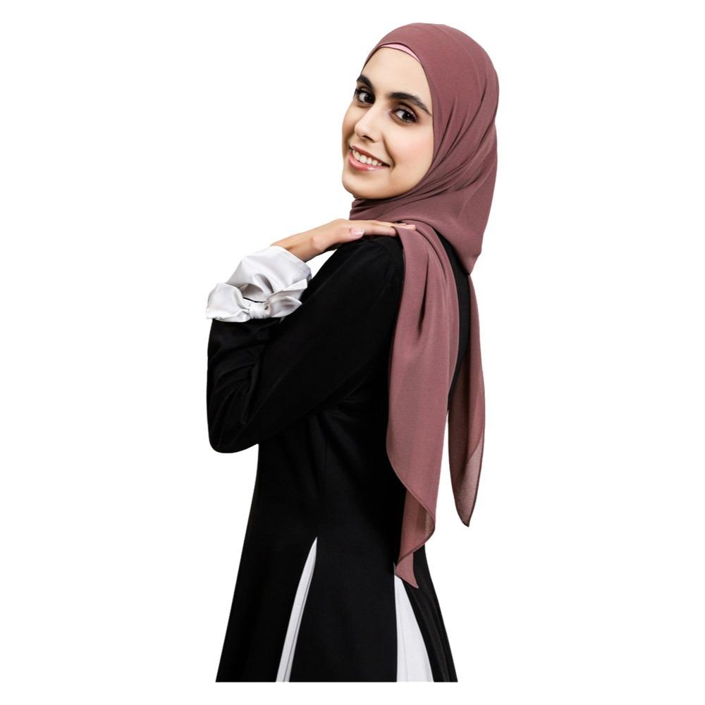Neuer magnetischer Verschluss Sofortiger Chiffon-Hijab Fertig zu tragen Einfacher Hijab-Schal Große Größe Einfarbiger Turban für Damen black