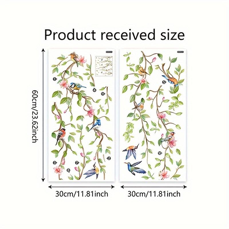 1set grüne Pflanze Blume Vogel Wandaufkleber, Wohnzimmer Wohndekoration Wandaufkleber selbstklebend, Schlafzimmer Wohnzimmer TV Hintergrund Aufkleber Pack of 1