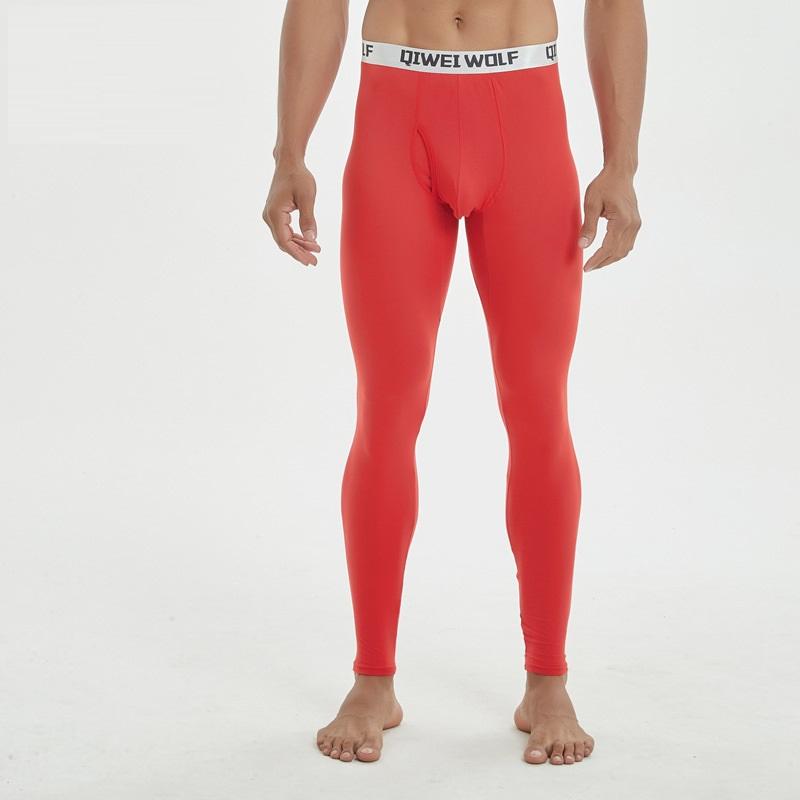 Thermounterwäsche Herren Dünne Modal Leggings Eng Elastische Lange Unterhosen Unterteile L rot