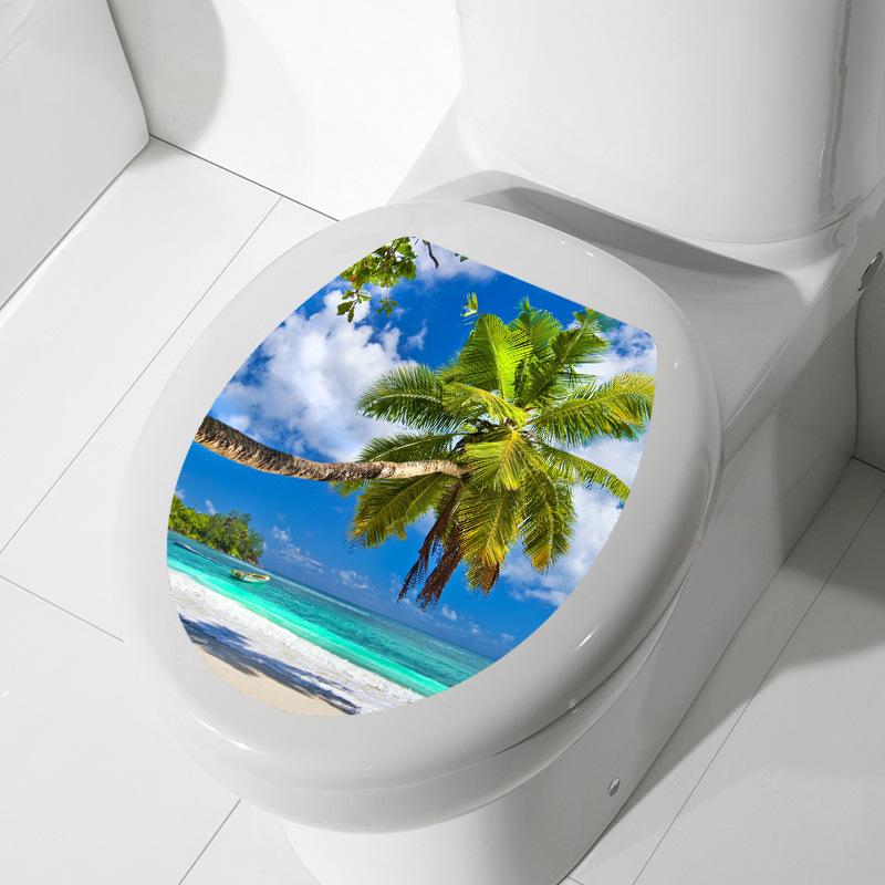 DIY Unterwasser Tier Muster Badezimmer Dekor 3D Toilettensitz Aufkleber PVC Kunst Tapete Abnehmbare Badezimmer Aufkleber Toilettenaufkleber 29x34cm