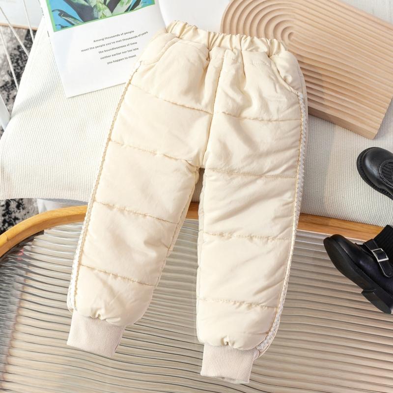 Kinder Gepolsterte Hosen Winter Jungen Mädchen Lammwolle Verdickte Hosen Neu Kinder Unterziehhosen Kleinkind Samt Warme Jogginghosen 90 beige