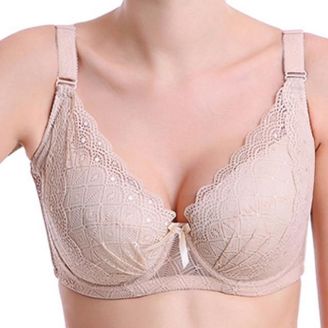 5 Farben Sexy Spitzen-BH für Frauen, Übergröße, CD, große Größe, Bralette, dünne BHs, Damenunterwäsche 90D beige