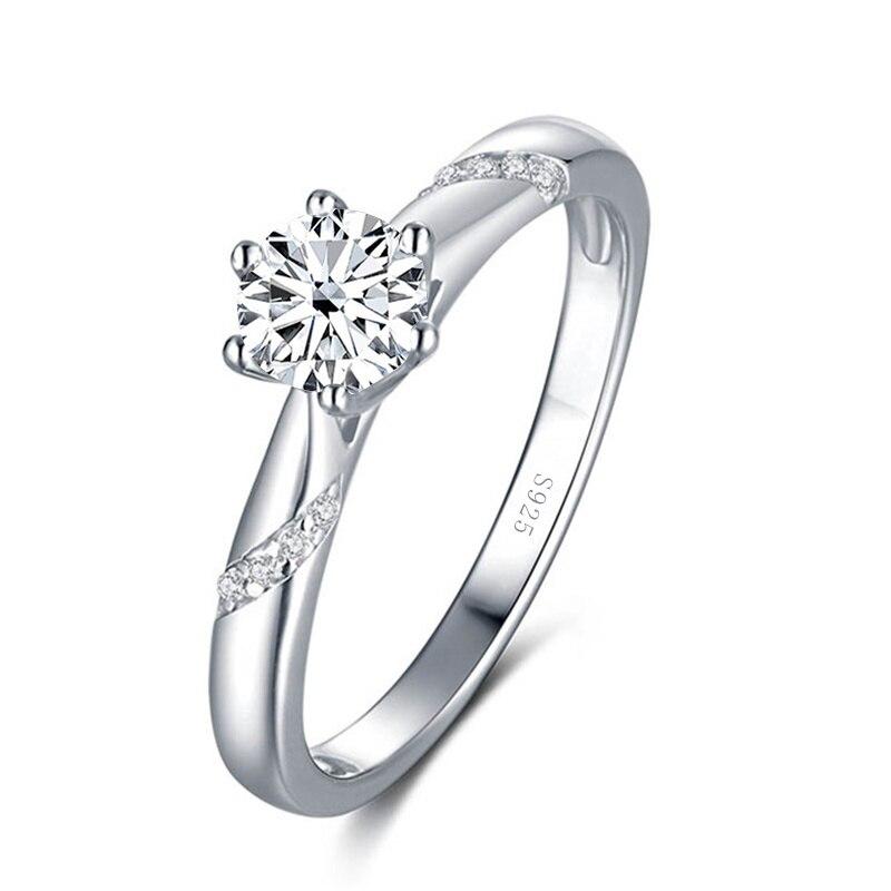 Bague Ringen Echt 1,0 Karat Moissanit Diamant Ringe Für Frauen Edlen Schmuck 925 Sterling Silber, Verlobung, Hochzeit Dame Anillo 6 weiß