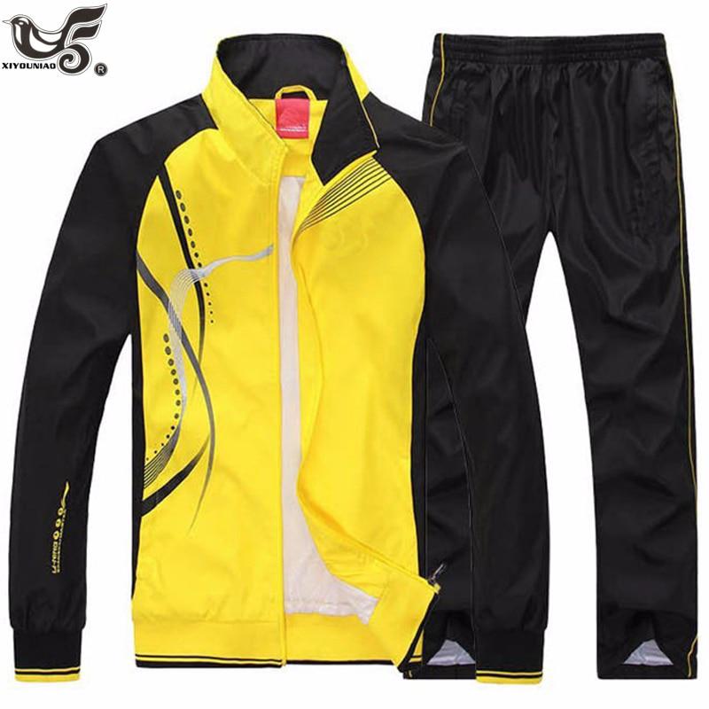 Herren-Set Frühling Herbst Herren Sportswear-Set Sportanzug Jacke + Hose Sweatsuit Herrenbekleidung XL gelb