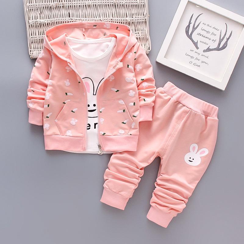 Baby Mädchen Herbst Print Set Mädchen Kleidung dreiteilige Kinderkleidung Mode Oberbekleidung 80cm