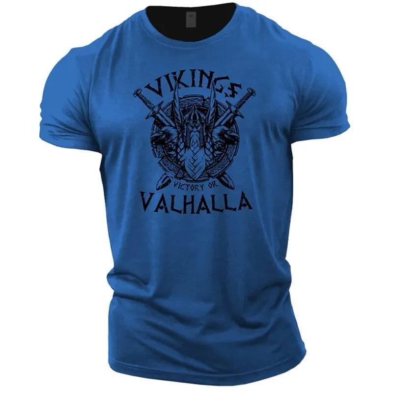Neues Sommer-T-Shirt für Herren aus Baumwolle, Fitness-Sport-T-Shirt, Vikings-T-Shirt, Übergröße, Herren-Top, modisch, atmungsaktives Shirt für Oberteile S