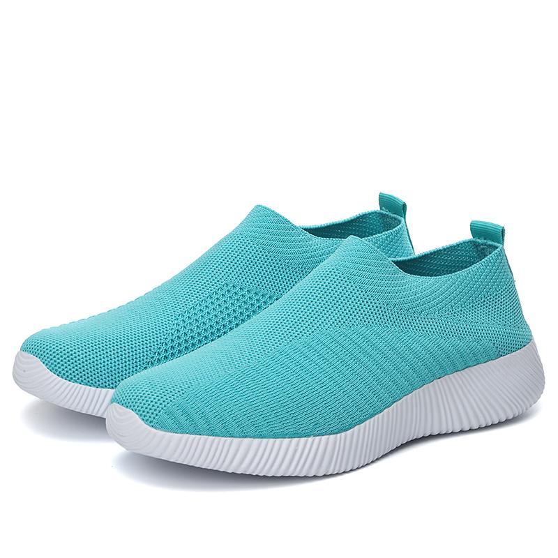 TUINANLE Frauen Turnschuhe Vulkanisierte Schuhe Socke Turnschuhe Frauen Sommer Slip auf Flache Schuhe Frauen Plus Size Loafers Gehen Flache 35 blau