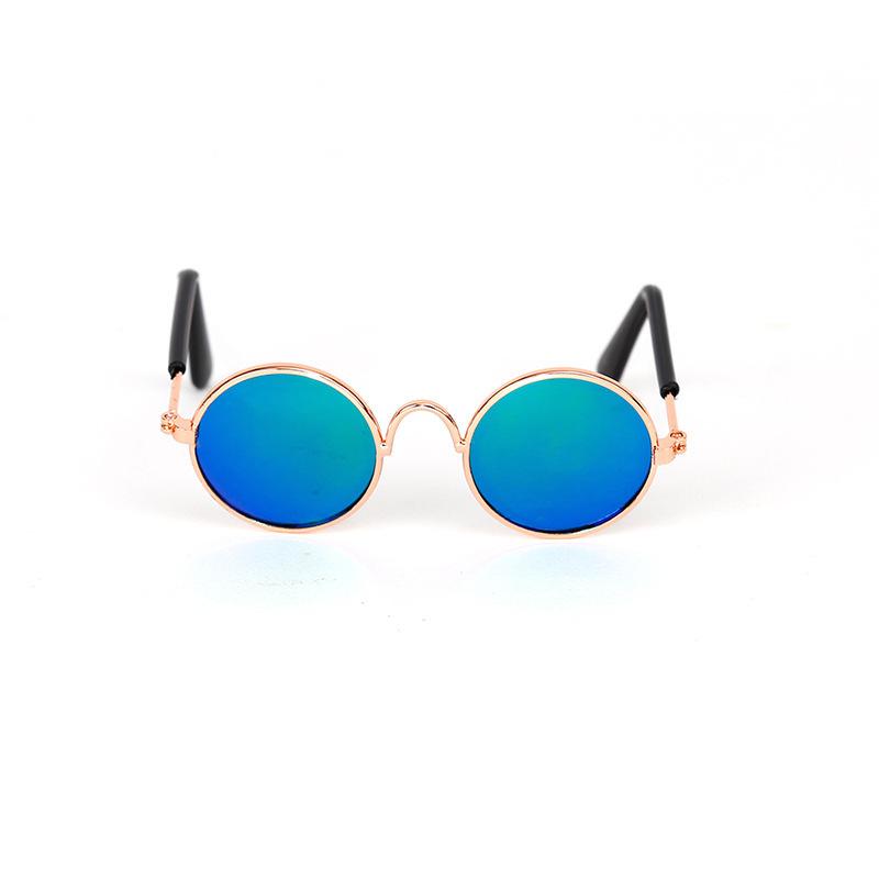 Hund Sonnenbrille Katze Haustier Produkt Schöne Vintage Runde Reflexion Auge Tragen Brille Kleine Hund Katze Haustier Foto Requisiten Zubehör blau